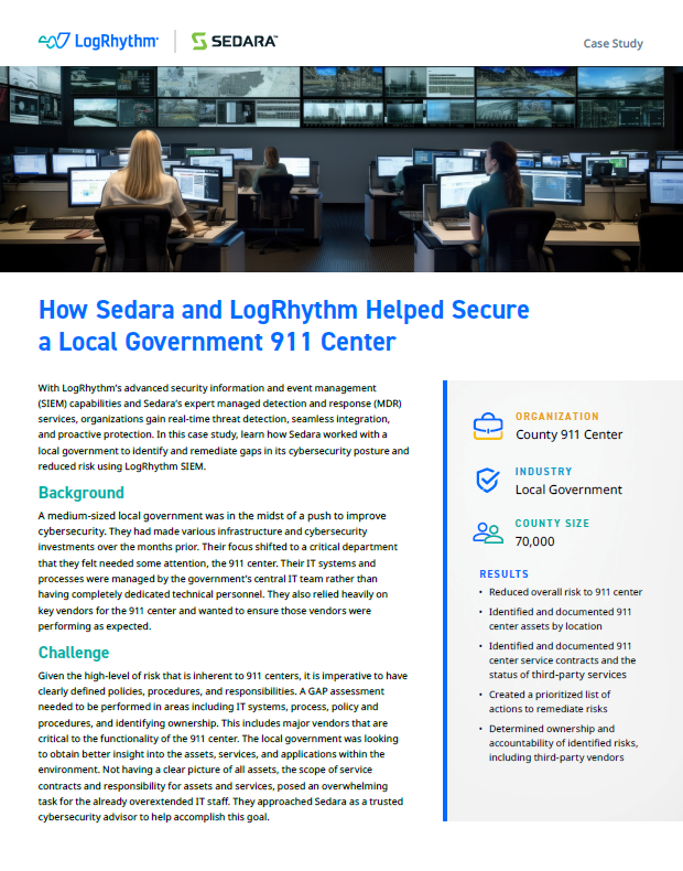 LogRhythm and Sedara 911 Center Case Study