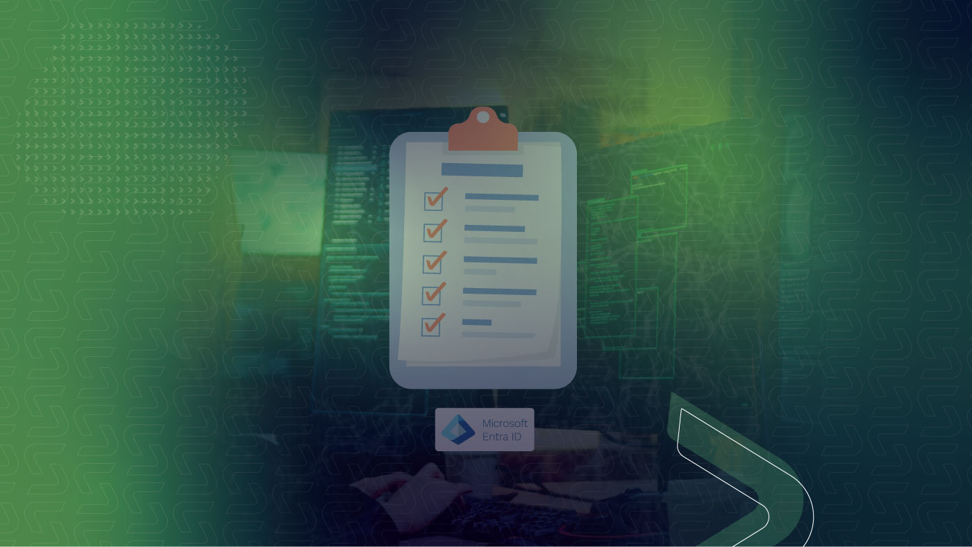 Checklist infograph with Microsoft Entra Id logo and Sedara Cybersecurity branded elements.